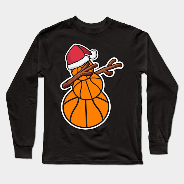 Dabbing Basketball Snowman Christmas Long Sleeve T-Shirt by RJCatch